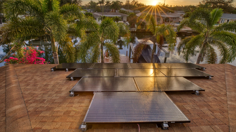 black solar panel installed at roof rocklin CA